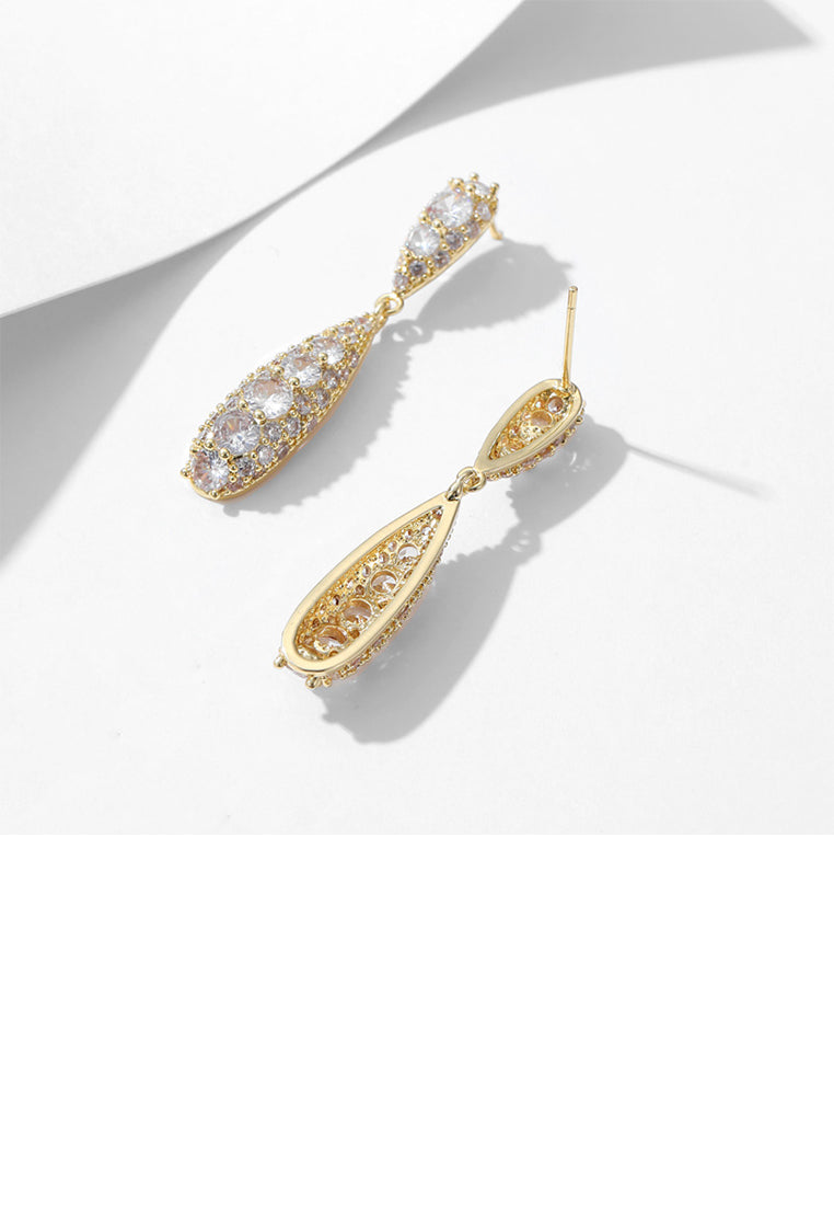 Simple and Temperament Plated Gold Water Drop-shaped Geometric Earrings with Cubic Zirconia - Luxurious Look