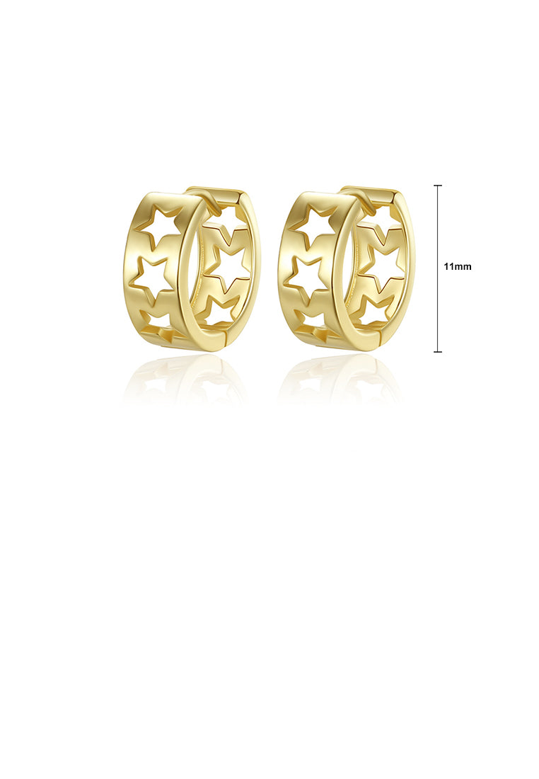 925 Sterling Silver Plated Gold Fashion Simple Hollow Star Geometric Earrings