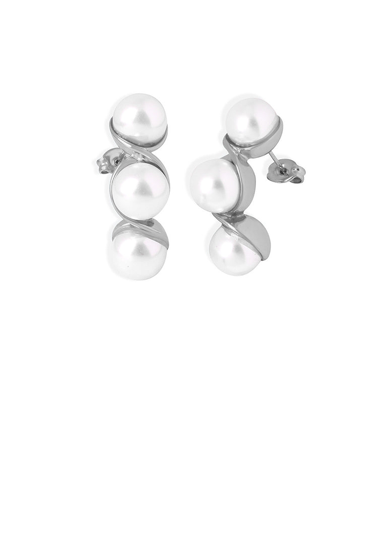 Fashion and Elegant 316L Stainless Steel Pea Imitation Pearl Earrings - Luxurious Look