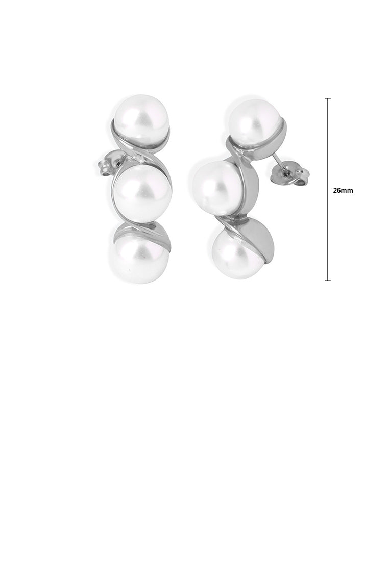 Fashion and Elegant 316L Stainless Steel Pea Imitation Pearl Earrings - Luxurious Look