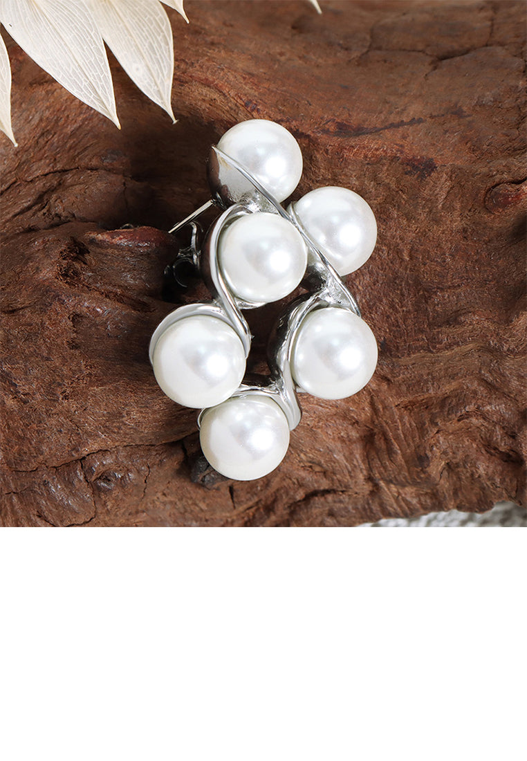 Fashion and Elegant 316L Stainless Steel Pea Imitation Pearl Earrings - Luxurious Look