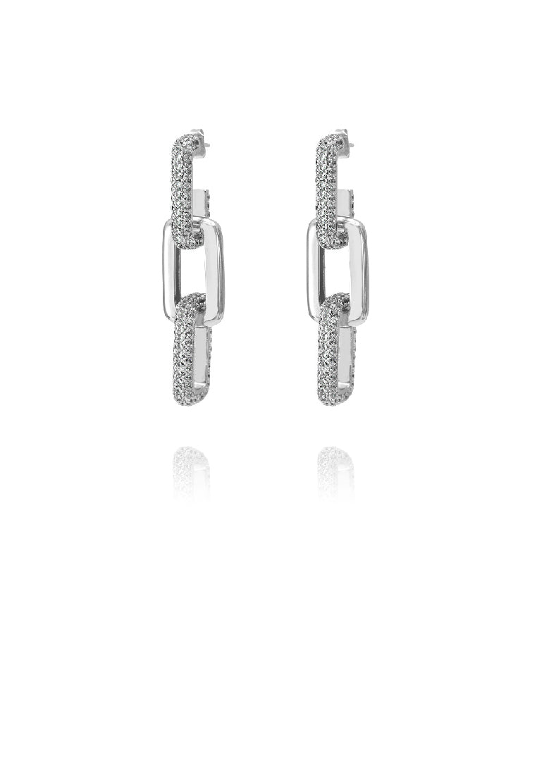 Fashion Temperament Geometric Chain Tassel Earrings with Cubic Zirconia - Luxurious Look