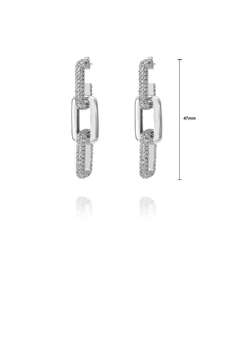 Fashion Temperament Geometric Chain Tassel Earrings with Cubic Zirconia - Luxurious Look