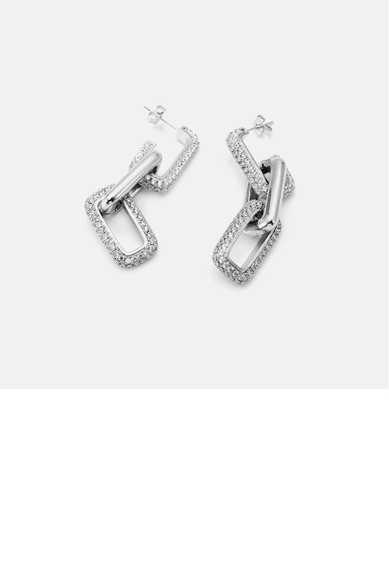 Fashion Temperament Geometric Chain Tassel Earrings with Cubic Zirconia - Luxurious Look