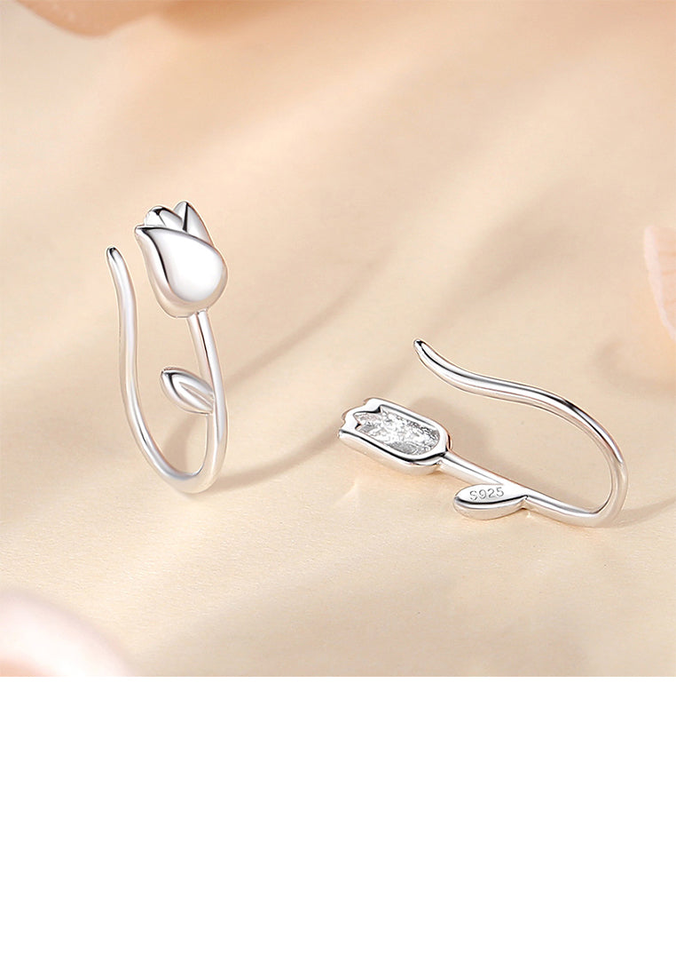 925 Sterling Silver Simple Fashion Tulip Earrings