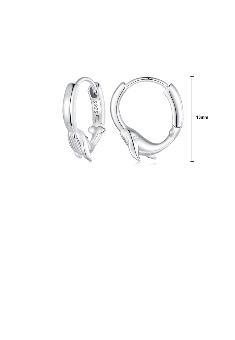 925 Sterling Silver Simple Cute Whale Geometric Earrings
