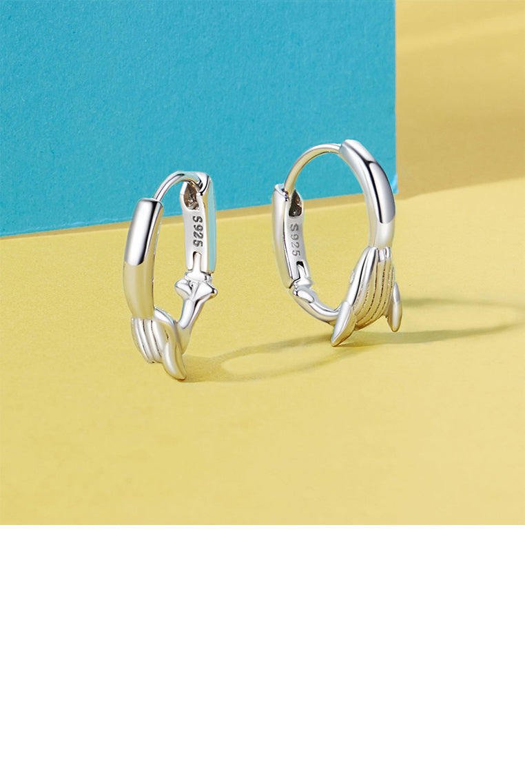 925 Sterling Silver Simple Cute Whale Geometric Earrings