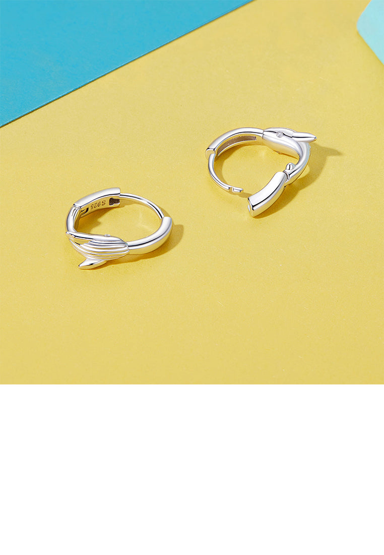 925 Sterling Silver Simple Cute Whale Geometric Earrings
