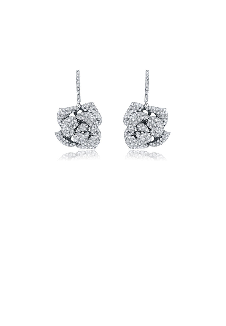 Fashion and Elegant Rose Earrings with Cubic Zirconia - Luxurious Look