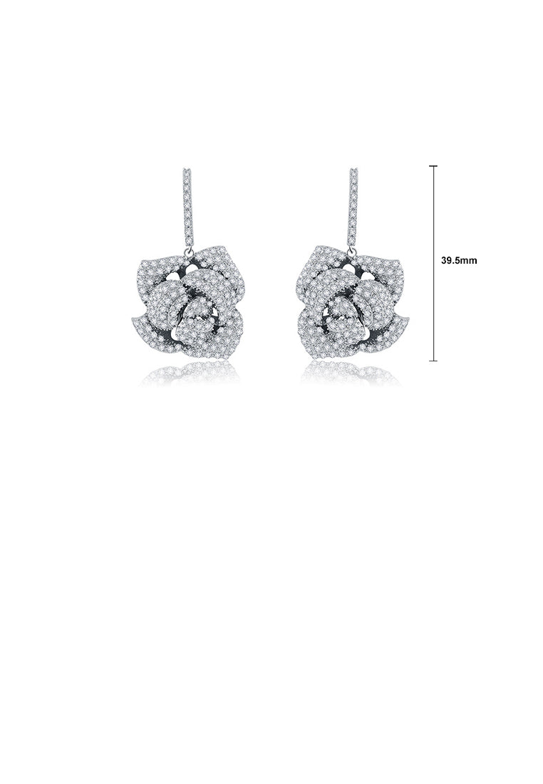 Fashion and Elegant Rose Earrings with Cubic Zirconia - Luxurious Look