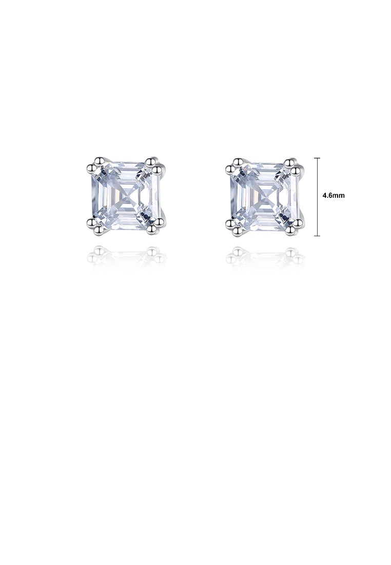 925 Sterling Silver Simple and Exquisite Geometric Square Cubic Zirconia Stud Earrings - Luxurious Look