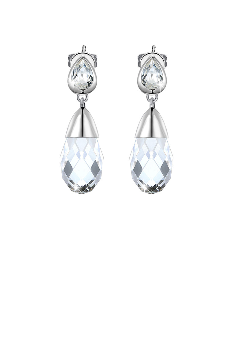 925 Sterling Silver Elegant Fashion Simple Water Drop Shape Austrian Element Crystal Earrings