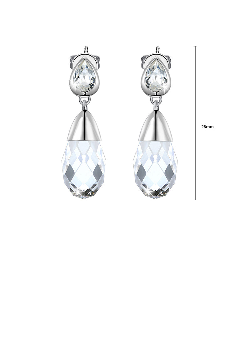 925 Sterling Silver Elegant Fashion Simple Water Drop Shape Austrian Element Crystal Earrings