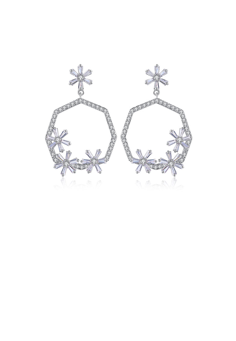 Fashion Simple Geometric Flower Earrings with Cubic Zirconia - Luxurious Look