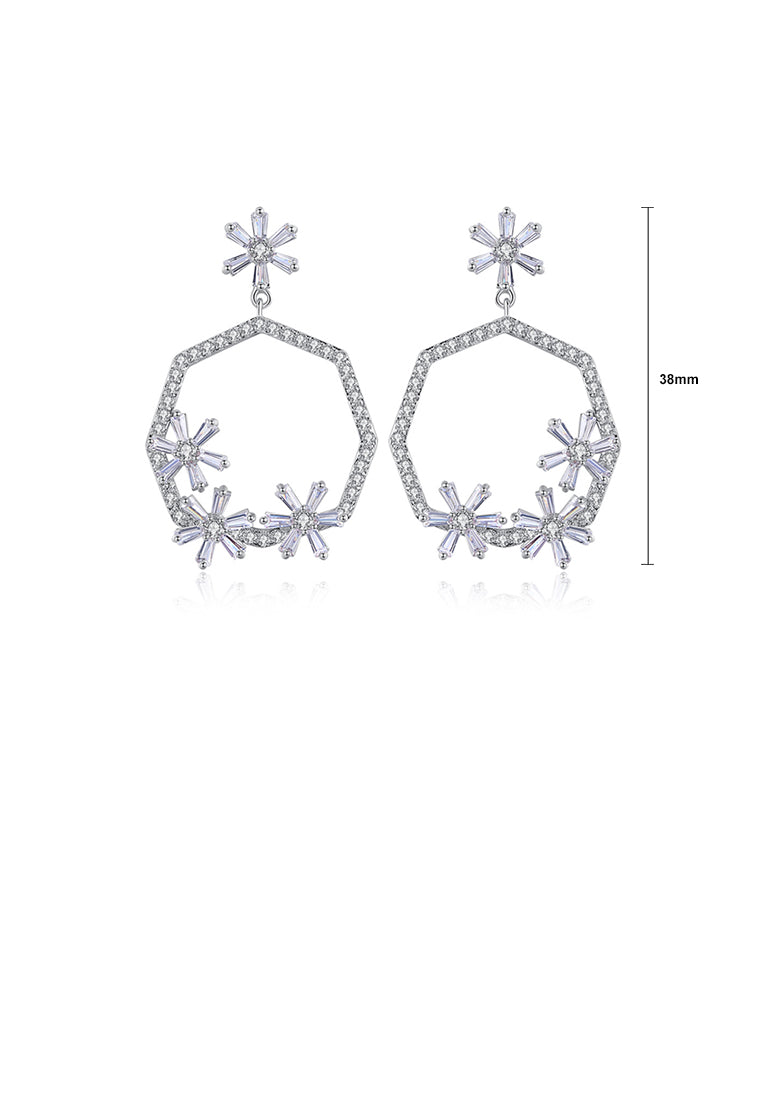 Fashion Simple Geometric Flower Earrings with Cubic Zirconia - Luxurious Look