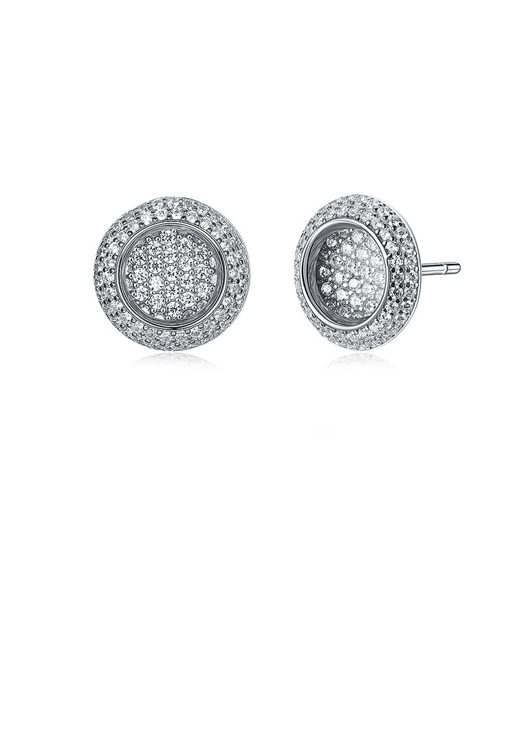 925 Sterling Silver Sparkling Luxury Elegant Noble Sun Flower Round Brilliant Earrings with Cubic Zircon