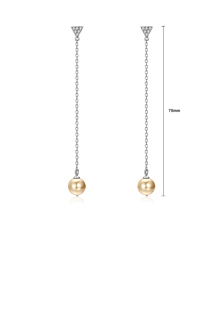 Simple 925 Sterling Silver Pearl Earrings - Luxurious Look