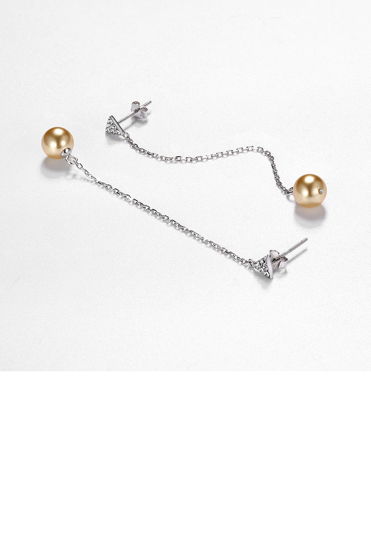 Simple 925 Sterling Silver Pearl Earrings - Luxurious Look