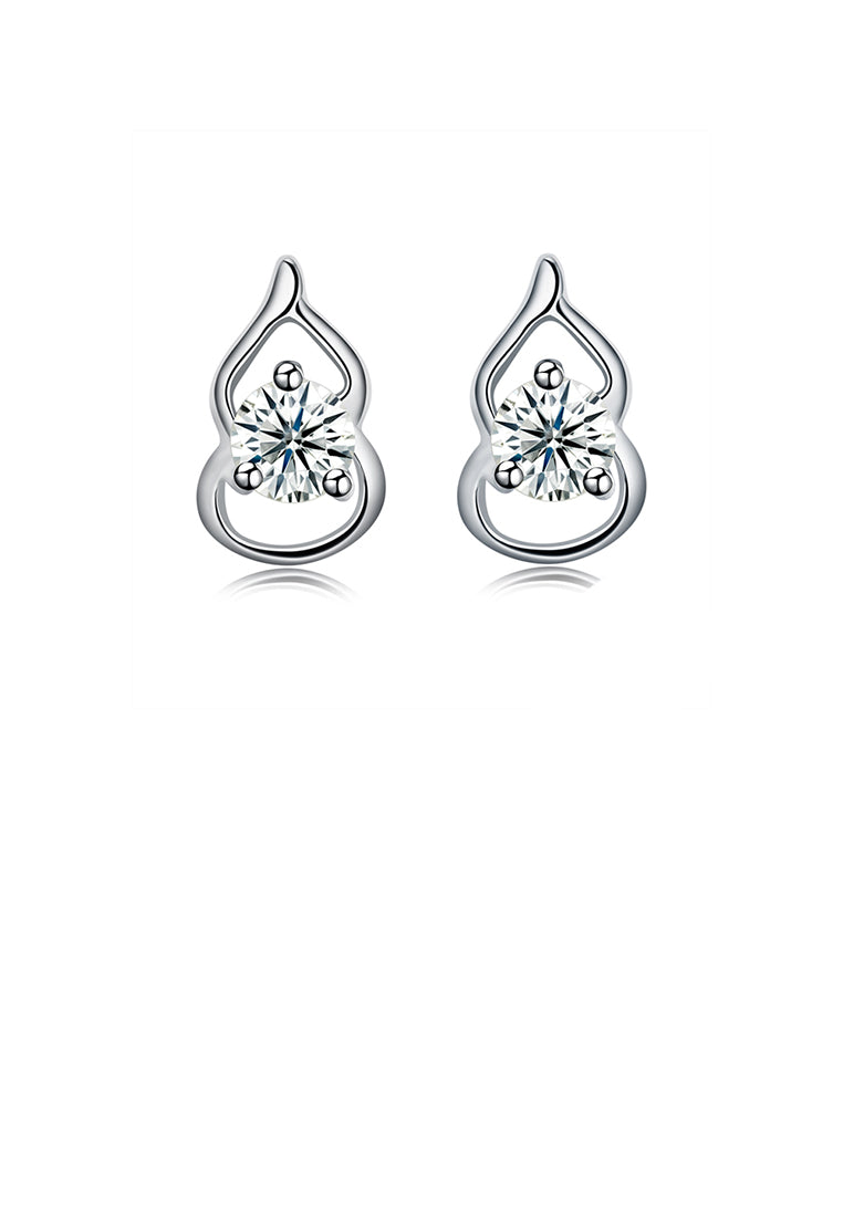 925 Sterling Silver Simple Mini Elegant Exquisite Calabash Earrings and Ear Studs with Cubic Zircon