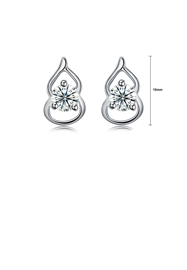 925 Sterling Silver Simple Mini Elegant Exquisite Calabash Earrings and Ear Studs with Cubic Zircon