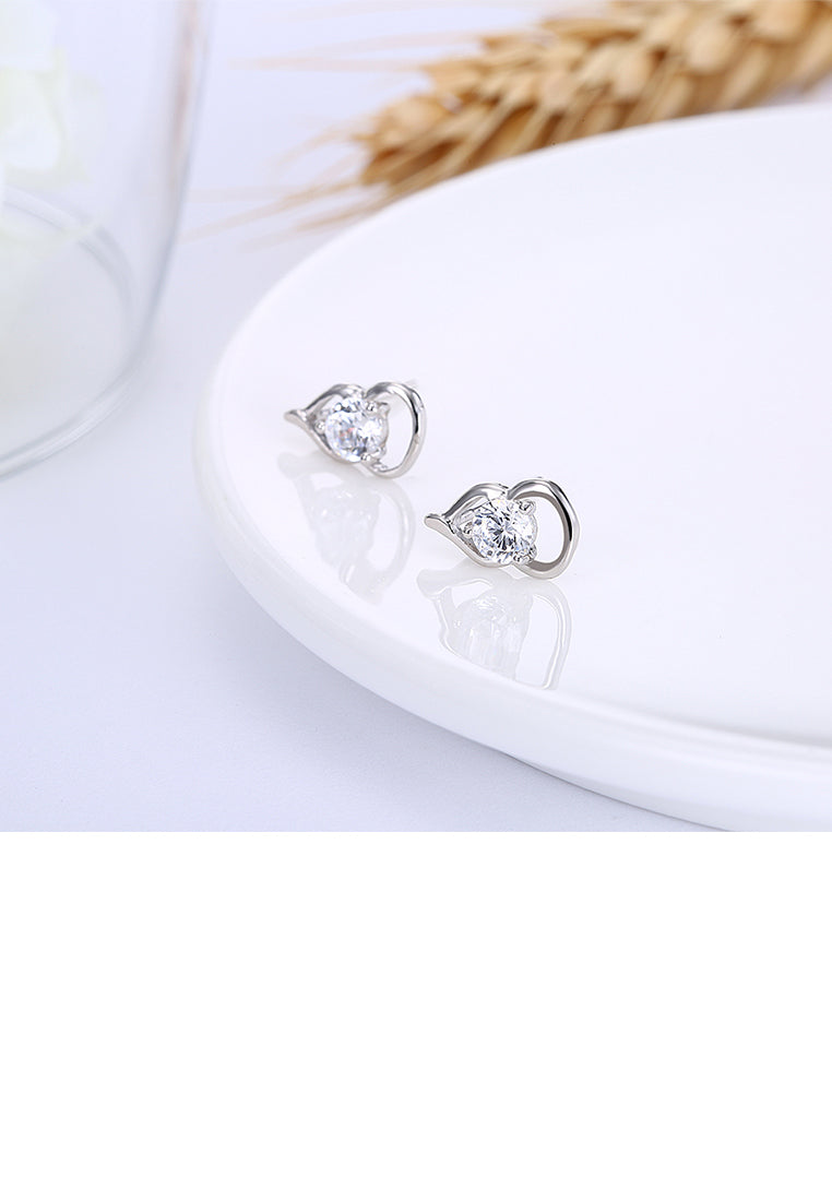 925 Sterling Silver Simple Mini Elegant Exquisite Calabash Earrings and Ear Studs with Cubic Zircon