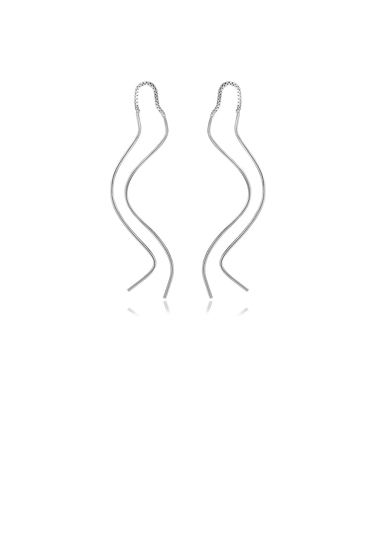 925 Sterling Silver Simple Temperament Geometric Curve Tassel Earrings