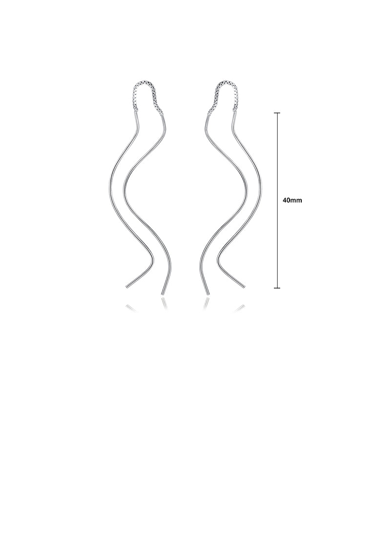 925 Sterling Silver Simple Temperament Geometric Curve Tassel Earrings