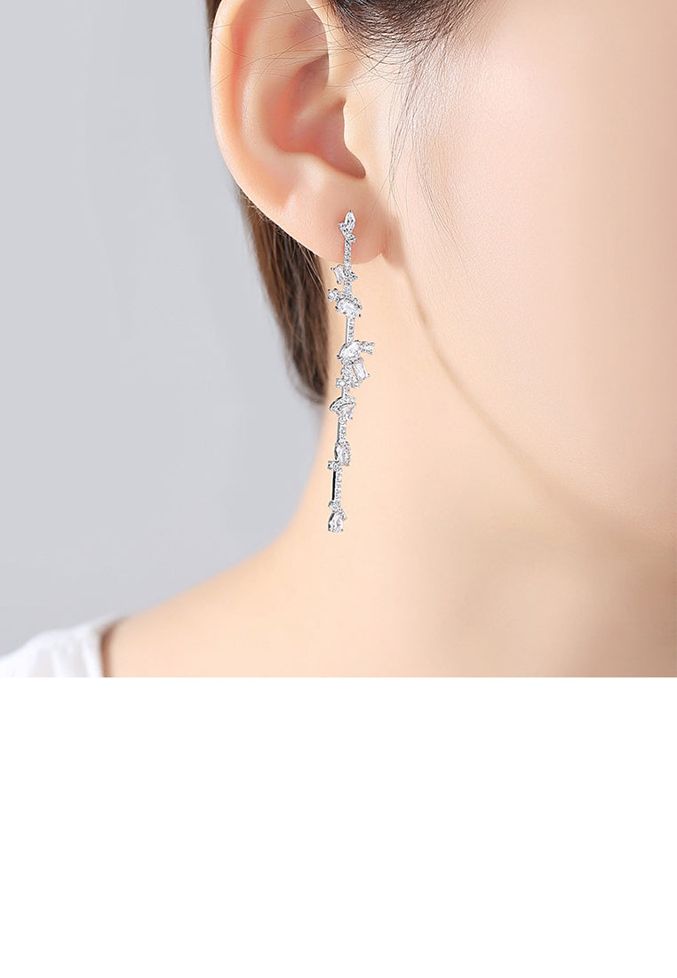 Fashion Simple Geometric Tassel Earrings with Cubic Zirconia - Luxurious Look