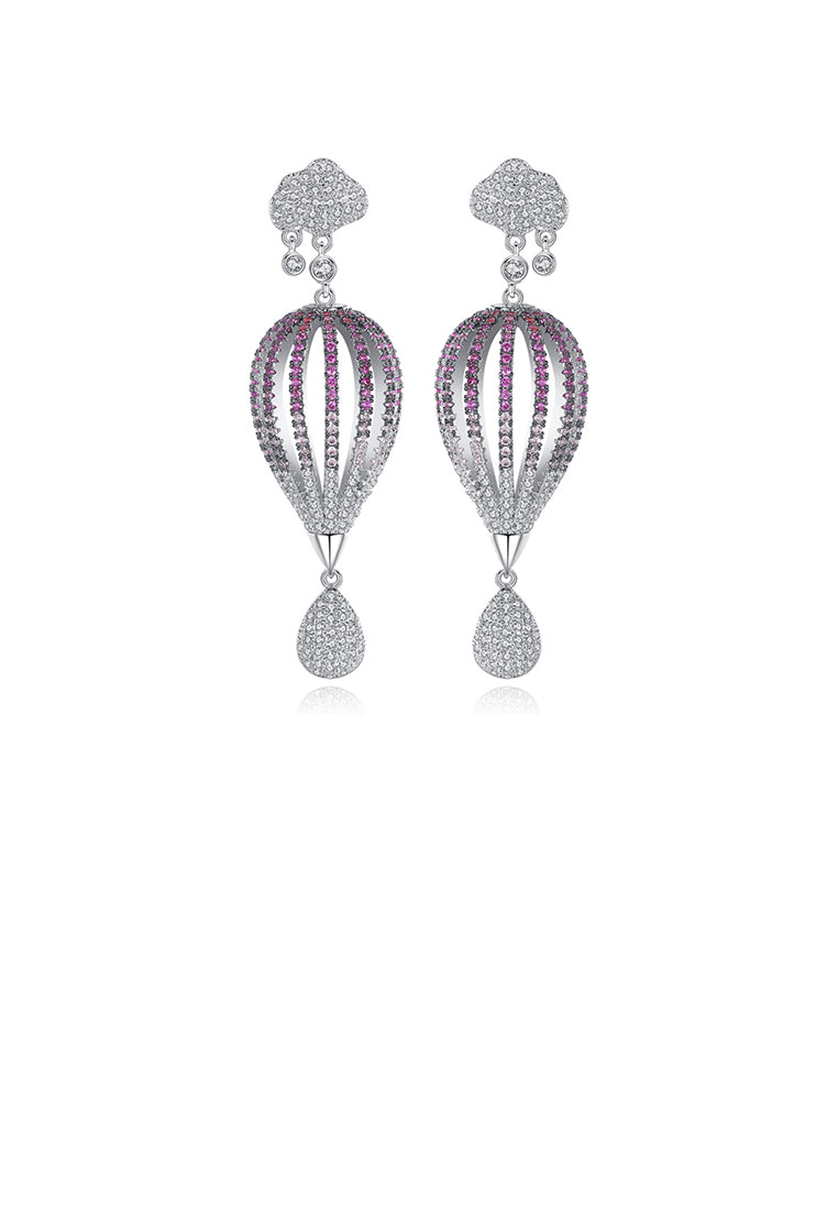 Fashion Creative Hot Air Balloon Earrings with Purple Cubic Zirconia - Luxurious Look