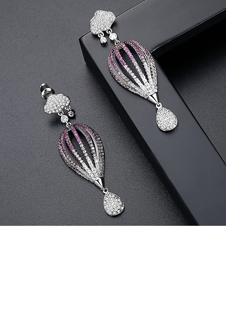 Fashion Creative Hot Air Balloon Earrings with Purple Cubic Zirconia - Luxurious Look