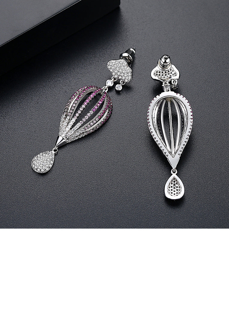 Fashion Creative Hot Air Balloon Earrings with Purple Cubic Zirconia - Luxurious Look