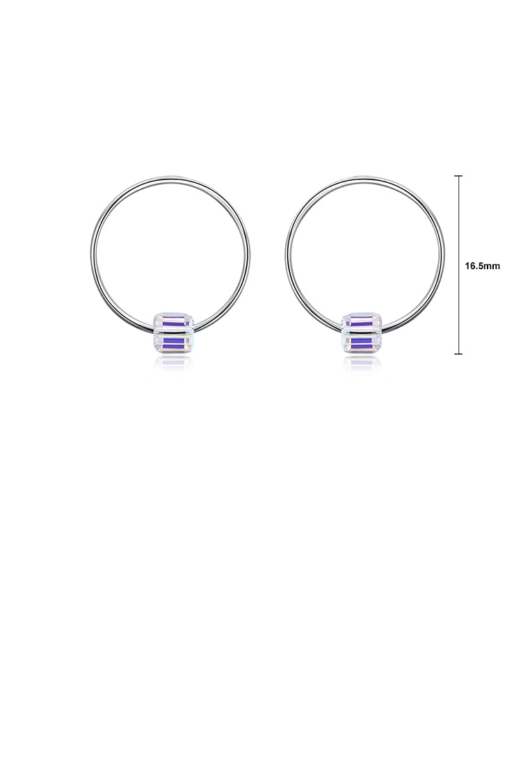 925 Sterling Silver Fashion Elegant Geometric Circle Earrings and Ear Studs with White Austrian Element Crystal