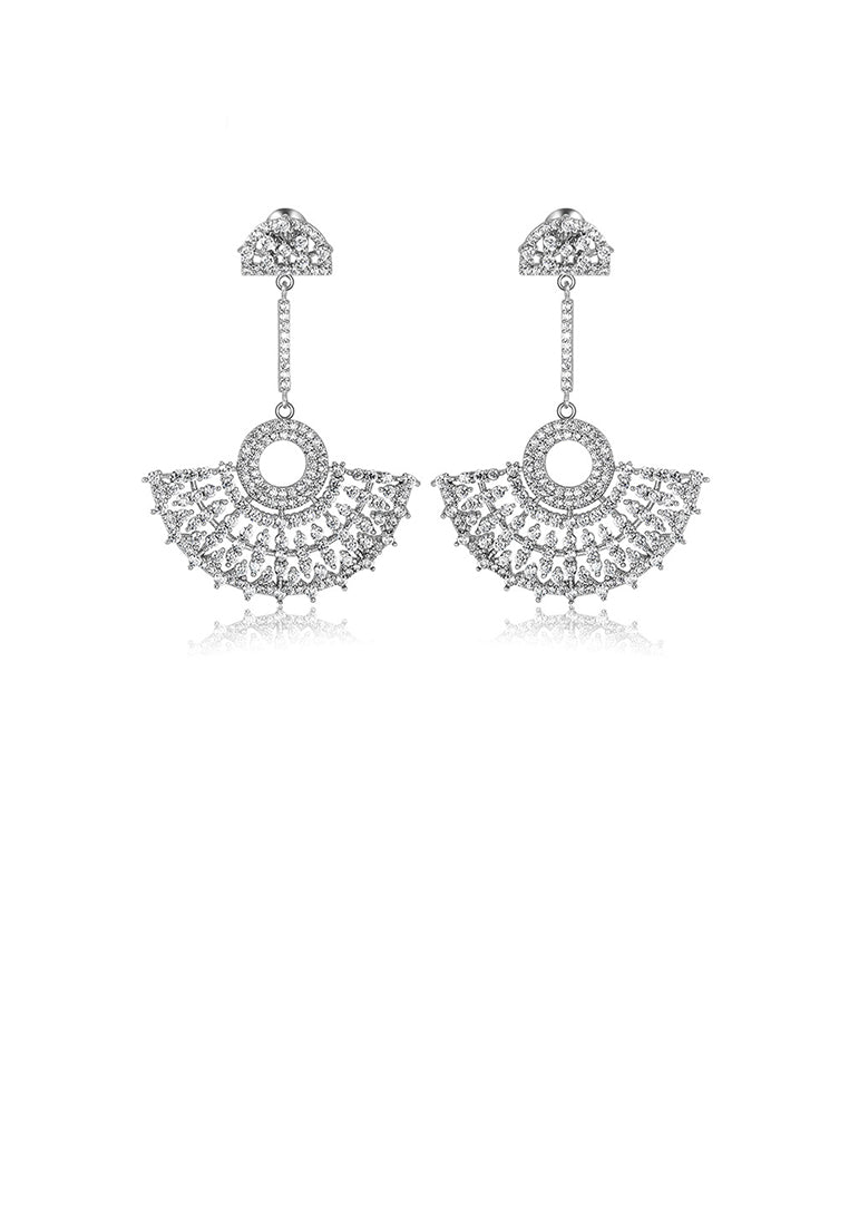 Fashion and Elegant Geometric Fan Earrings with Cubic Zirconia - Luxurious Look