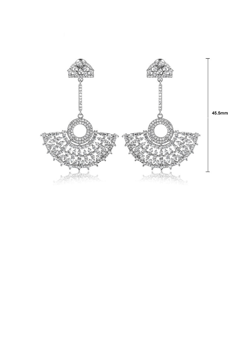 Fashion and Elegant Geometric Fan Earrings with Cubic Zirconia - Luxurious Look