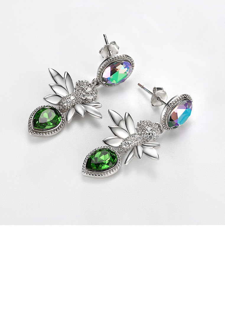 925 Sterling Silver Elegant Romantic Fashion Honeybee Earrings with Austrian Element Crystal