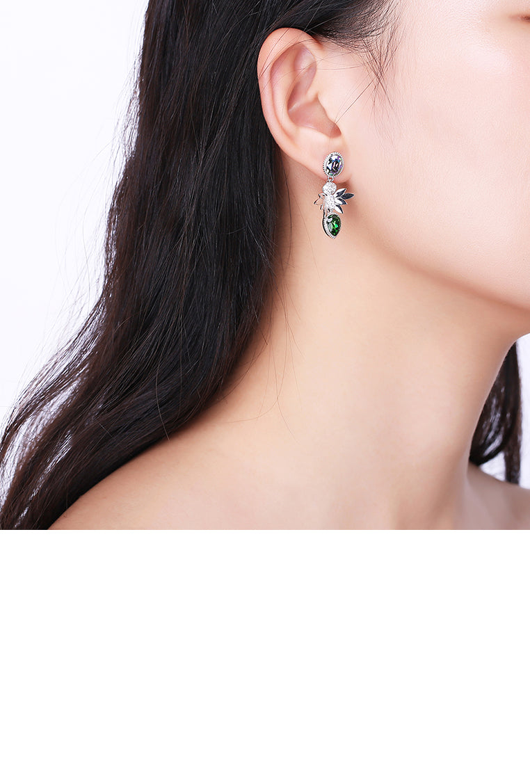 925 Sterling Silver Elegant Romantic Fashion Honeybee Earrings with Austrian Element Crystal