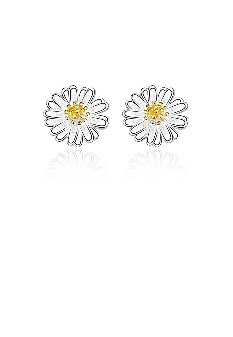 925 Sterling Silver Simple Little Daisy Stud Earrings