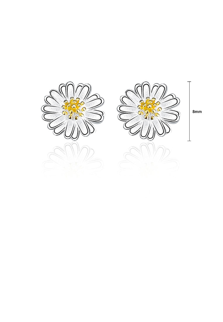 925 Sterling Silver Simple Little Daisy Stud Earrings