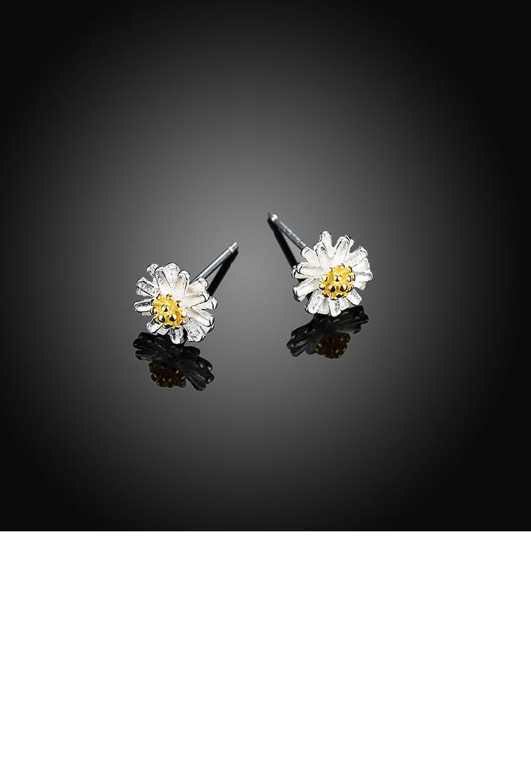 925 Sterling Silver Simple Little Daisy Stud Earrings