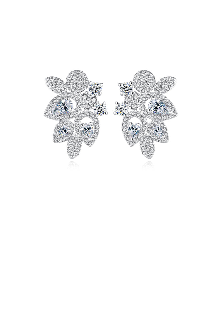 Elegant Bright Geometric Flower Earrings with Cubic Zirconia - Luxurious Look