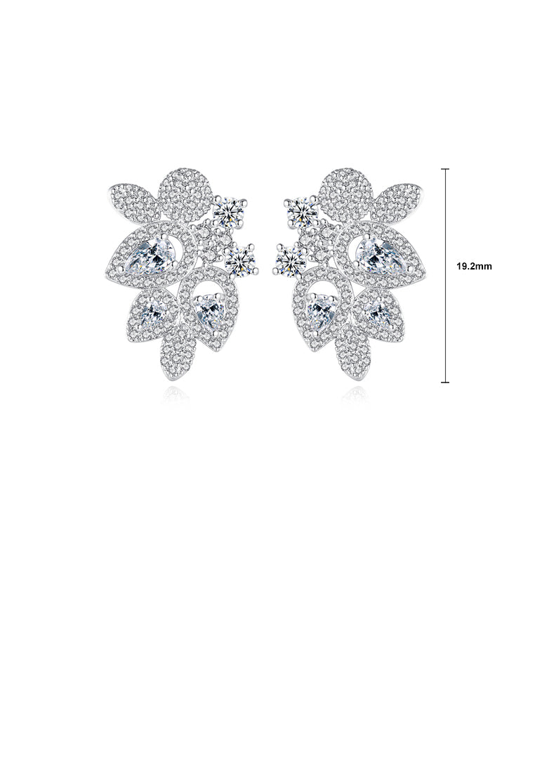 Elegant Bright Geometric Flower Earrings with Cubic Zirconia - Luxurious Look