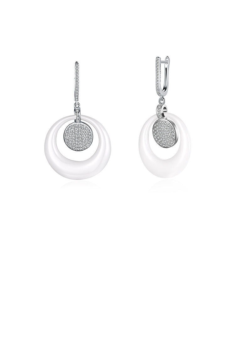 925 Sterling Silver Elegant Round Earrings with Austrian Element Crystal