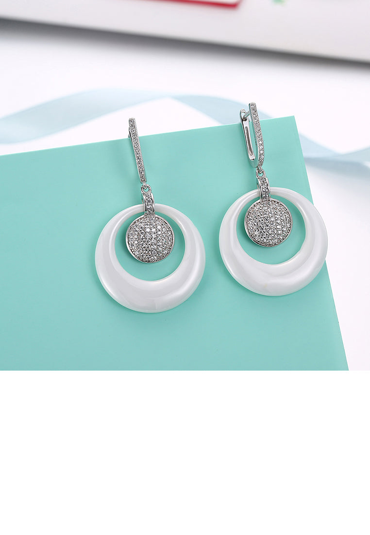 925 Sterling Silver Elegant Round Earrings with Austrian Element Crystal