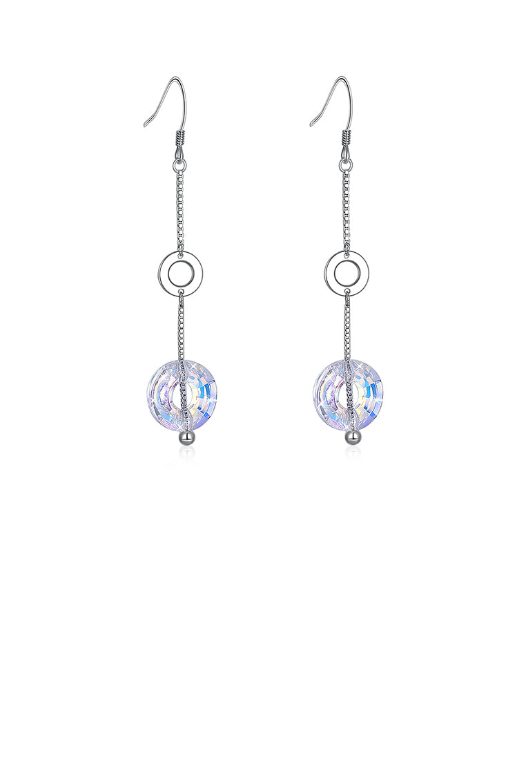 925 Sterling Silver Long Earrings with Austrian Element Crystal