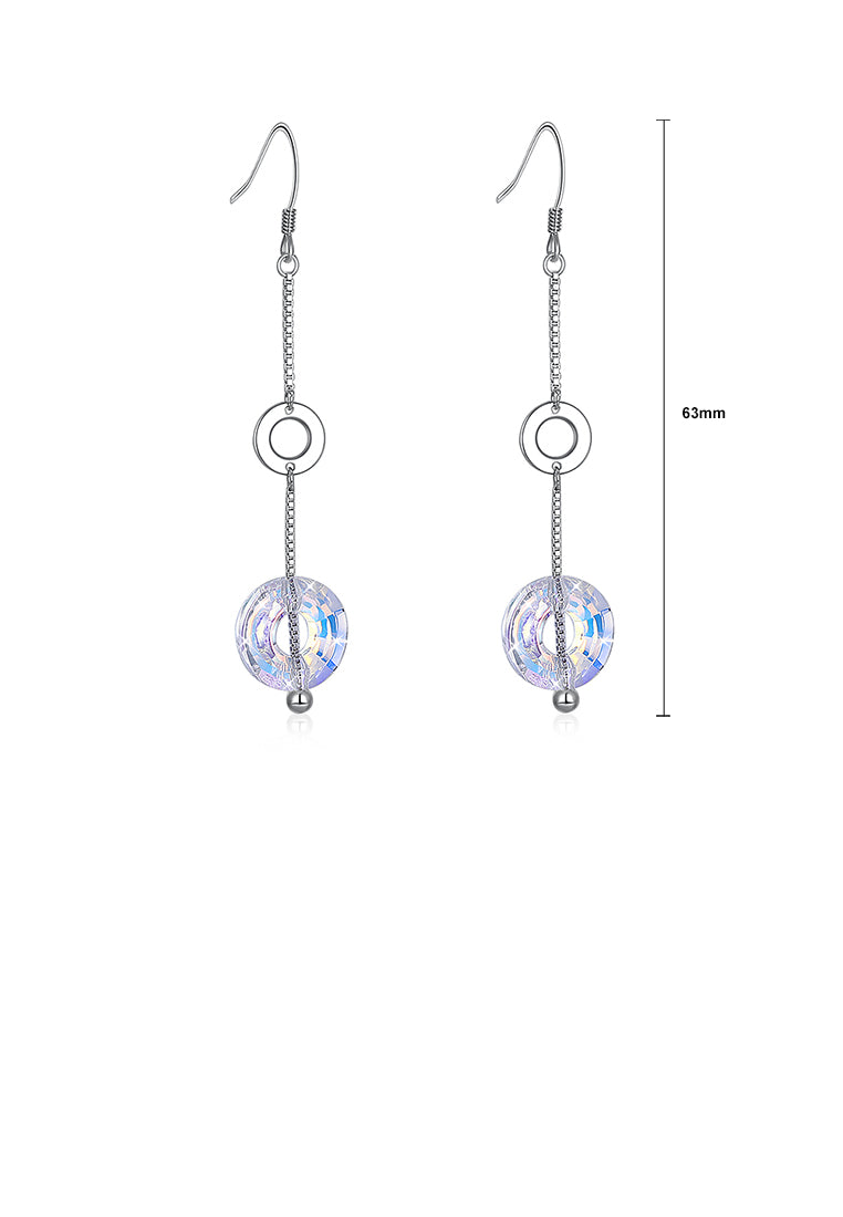 925 Sterling Silver Long Earrings with Austrian Element Crystal