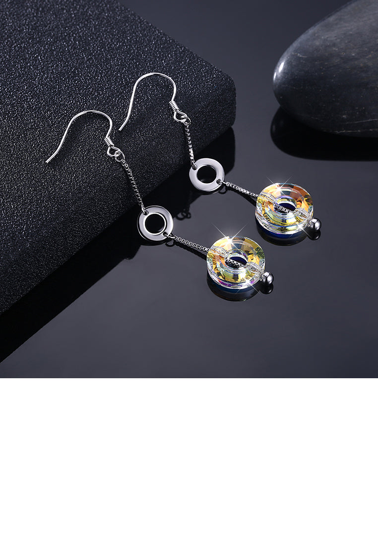 925 Sterling Silver Long Earrings with Austrian Element Crystal