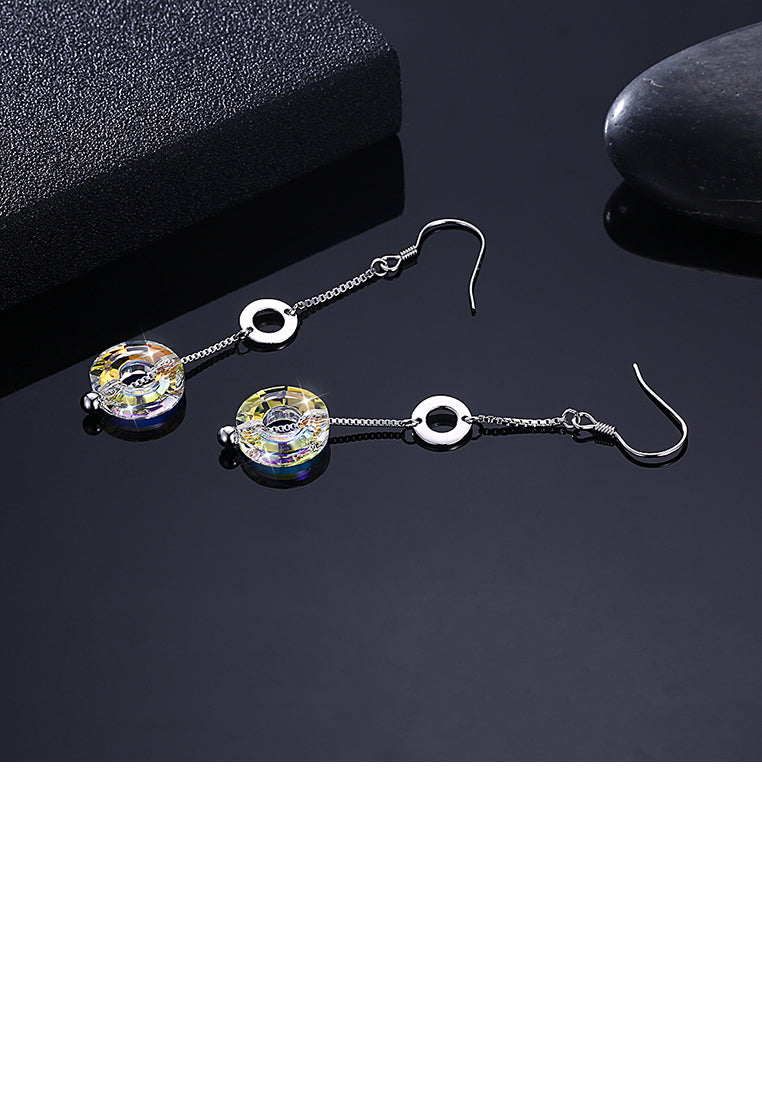 925 Sterling Silver Long Earrings with Austrian Element Crystal