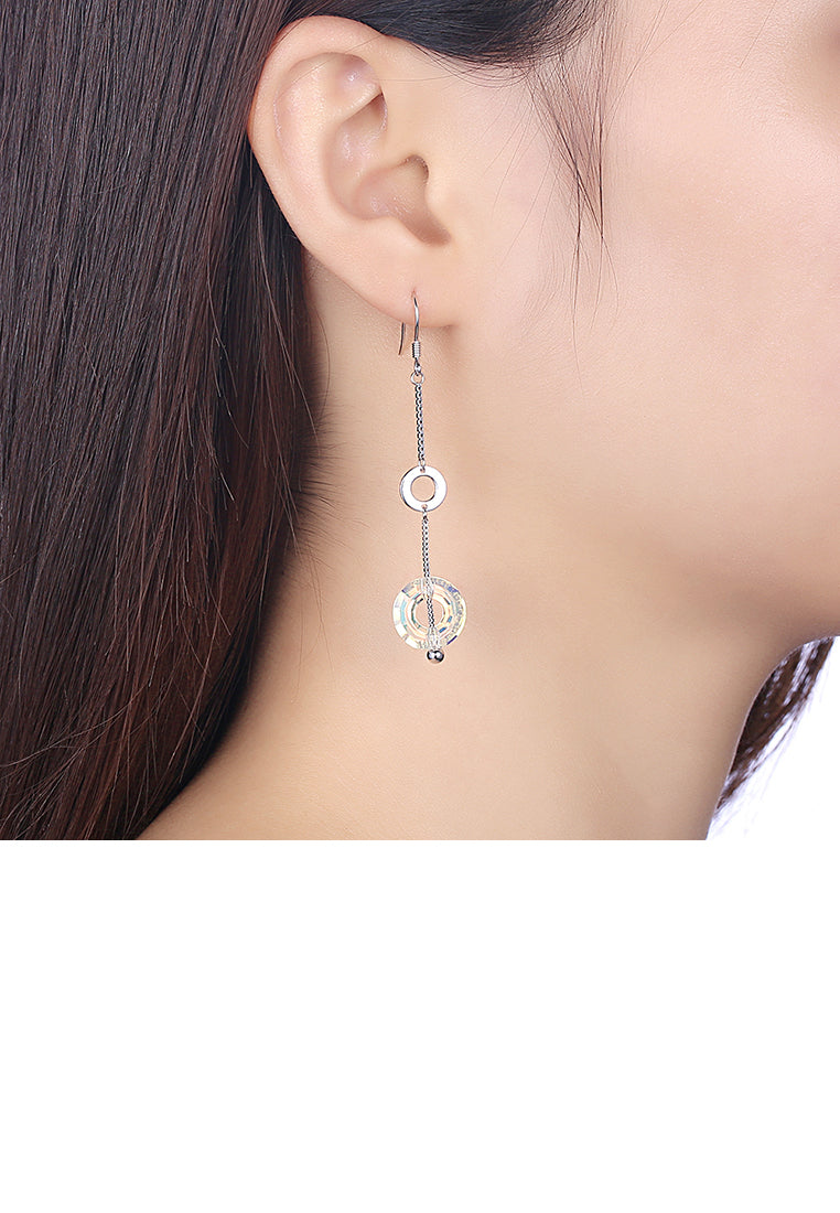 925 Sterling Silver Long Earrings with Austrian Element Crystal