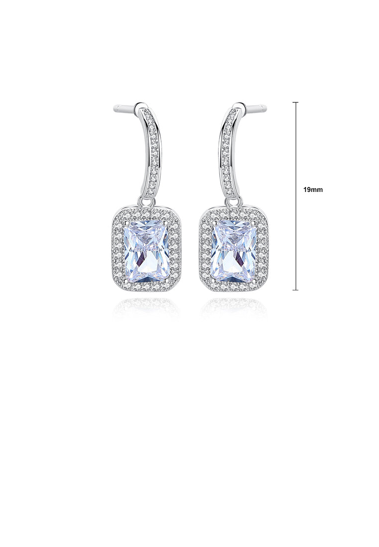 Fashion Simple Geometric Square Cubic Zirconia Earrings - Luxurious Look