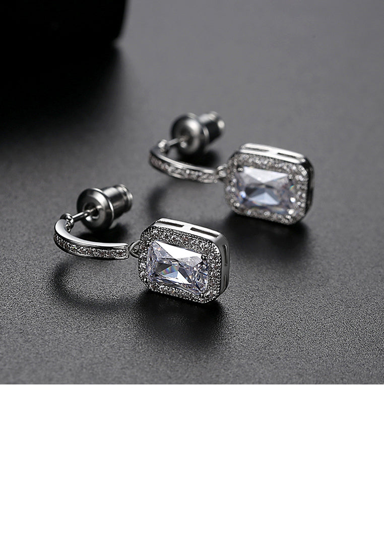 Fashion Simple Geometric Square Cubic Zirconia Earrings - Luxurious Look